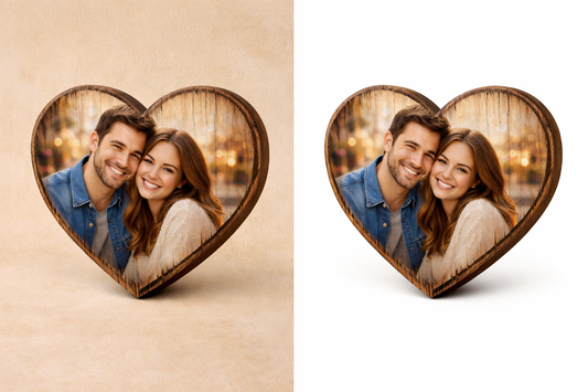 Corazón de madera con foto personalizada (San Valentín)