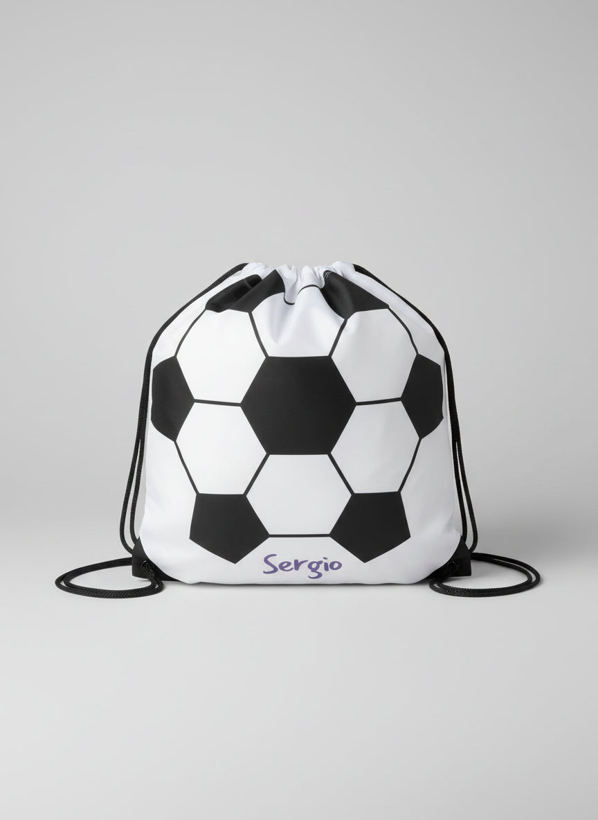 Mochila saco balón de fútbol personalizada con nombre