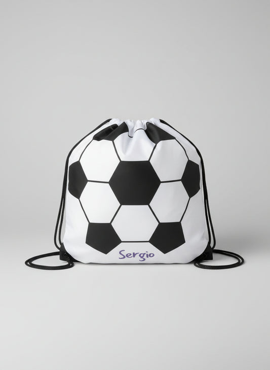 Mochila saco balón de fútbol personalizada con nombre