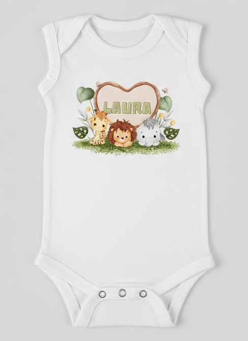 Body bebé personalizado con nombre – Animales baby safari