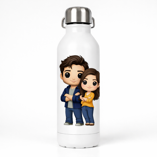 Botella Blanca Personalizada – Caricatura Estilo Funko a partir de Foto