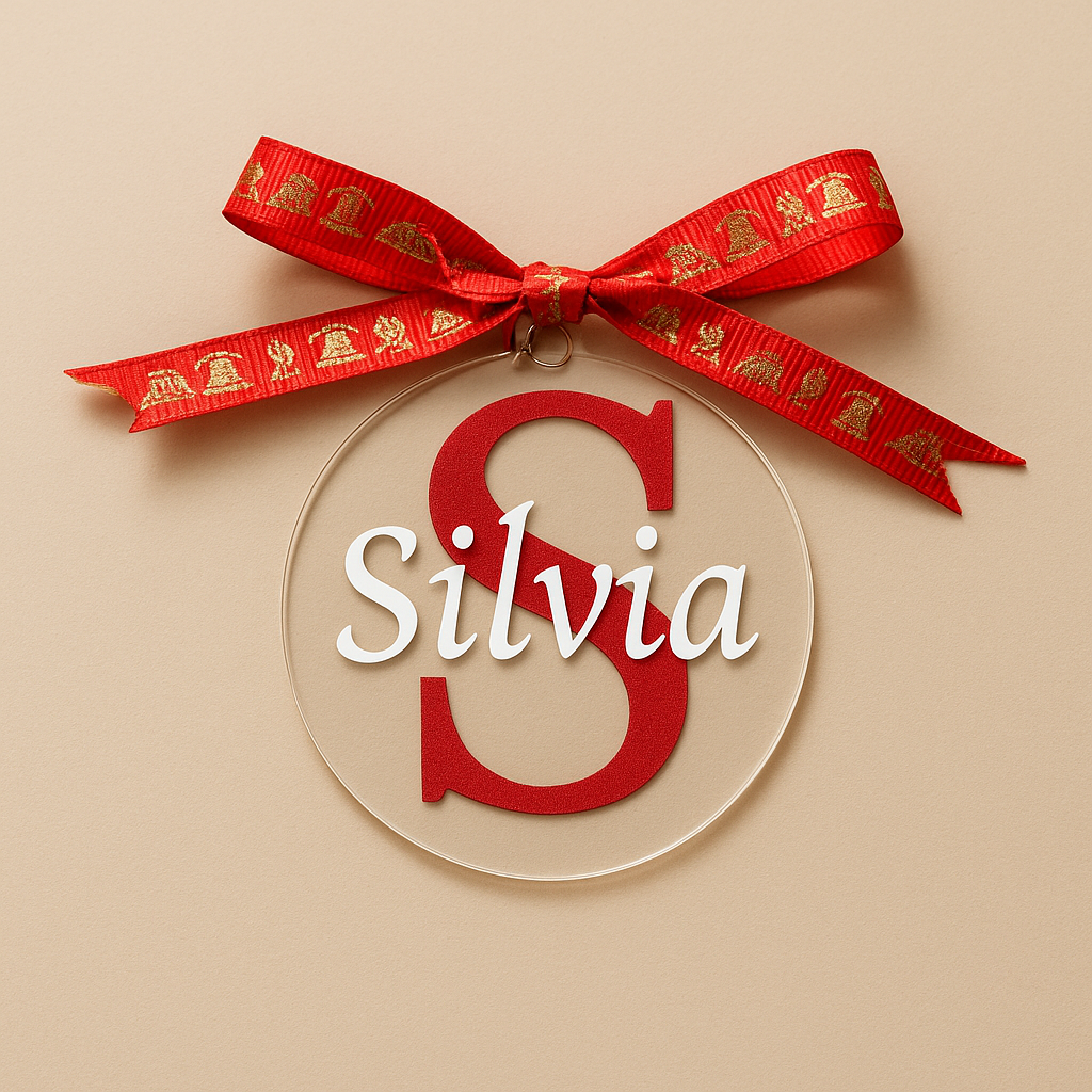 🎄 Bola de Navidad personalizada con nombre – Metacrilato + Lazo