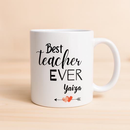 Taza “Best teacher EVER” personalizada con nombre