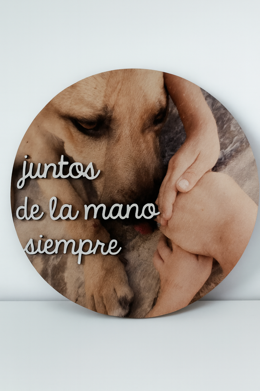 Placa recuerdo de mascota personalizada “Juntos de la mano siempre”