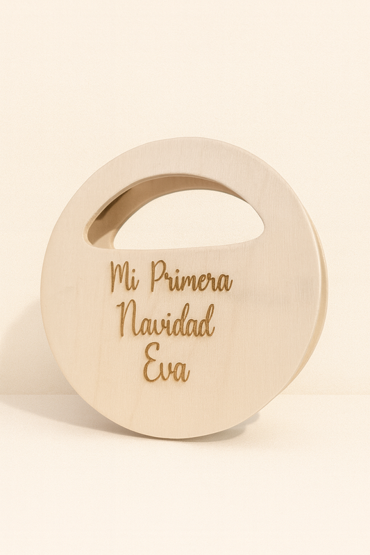 Pandereta madera “Mi Primera Navidad” personalizado con nombre