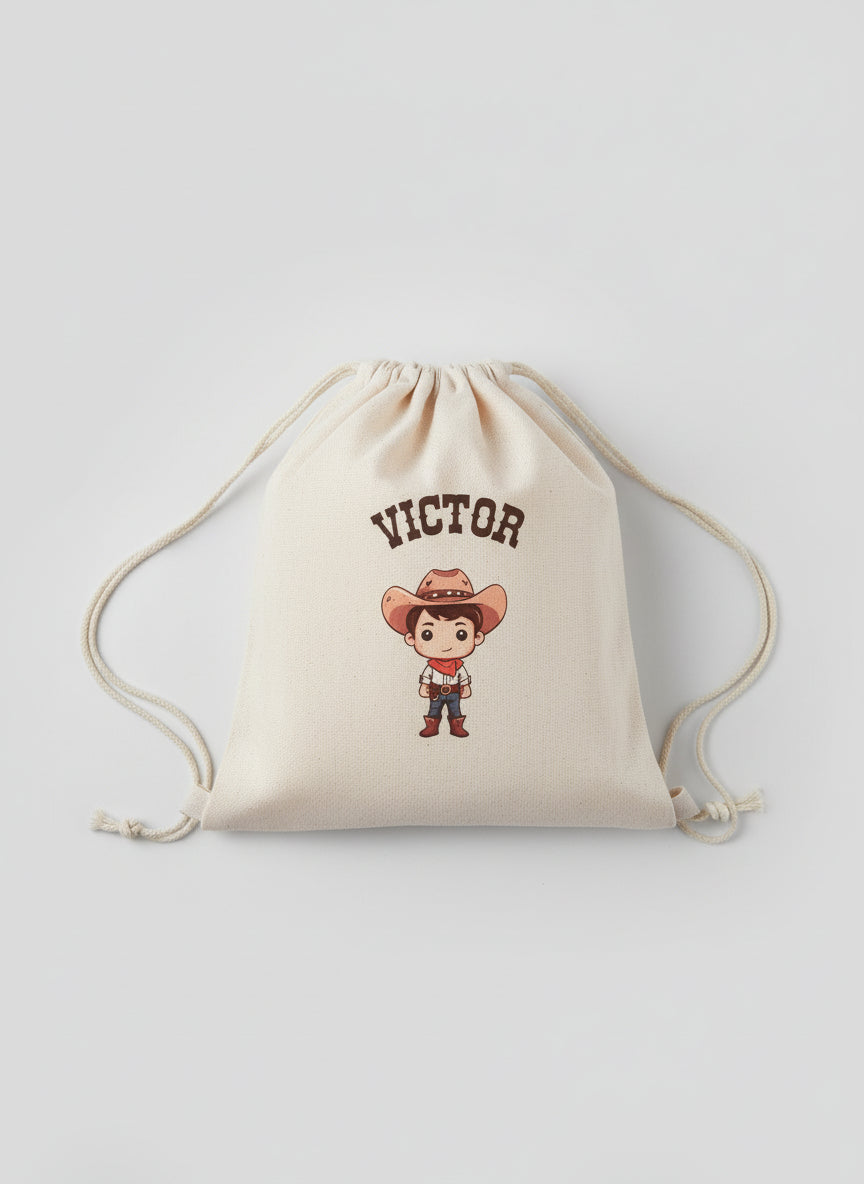 Bolsa infantil personalizado – Vaquero con nombre