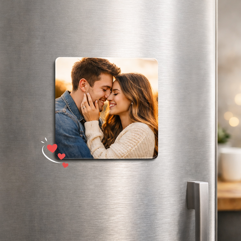 Imán de Nevera Personalizado con Foto (Cuadrado) – Edición San Valentín