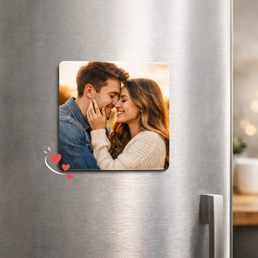 Imán de Nevera Personalizado con Foto (Cuadrado) – Edición San Valentín