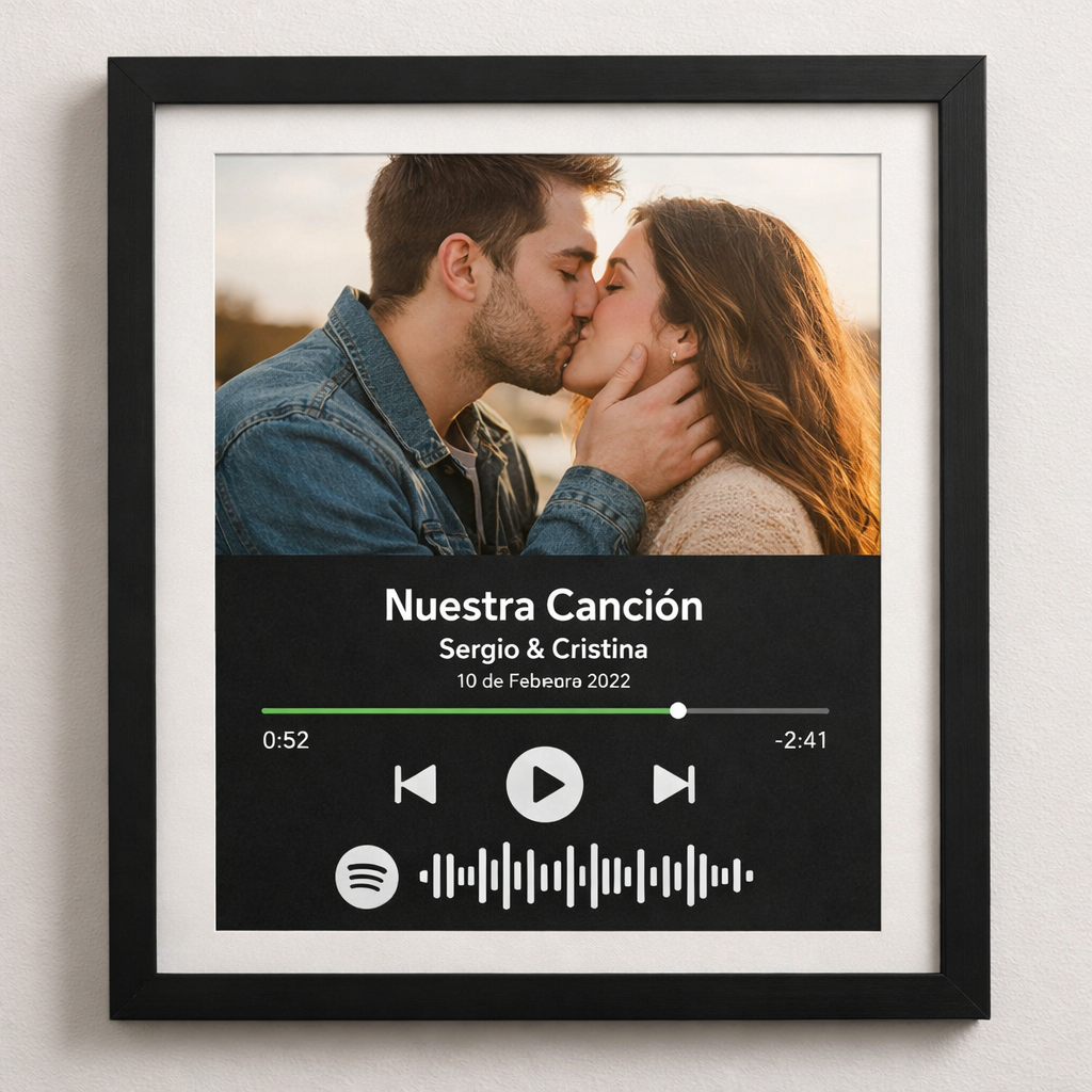 Lamina Personalizada “Nuestra Canción” (Estilo Spotify) – Foto + Canción + Código Escaneable