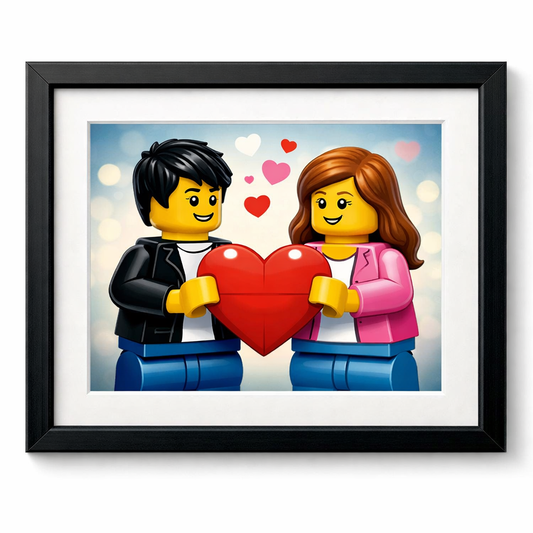 Lamina Personalizada “Pareja estilo Bloques” con Corazón – Marco Negro